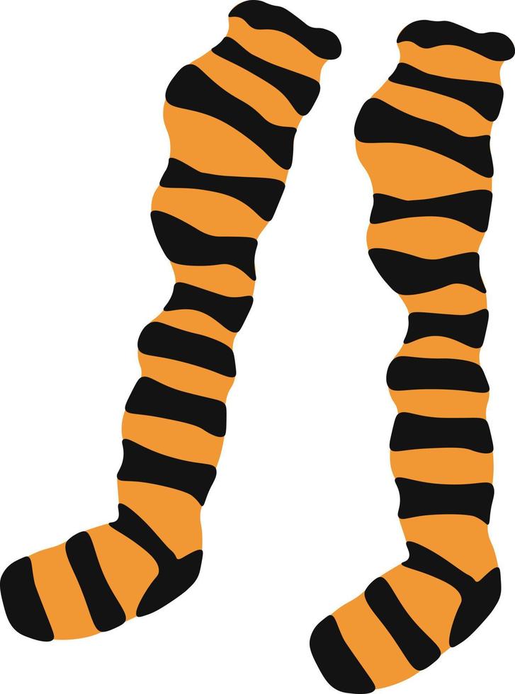 Halloween stockings. Stockings with orange and black stripes. Halloween costume. Vector illustration