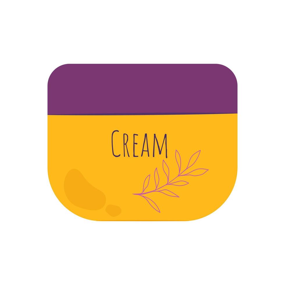 A bright jar of body care cosmetics. Body cream. Vector illustration in flat style