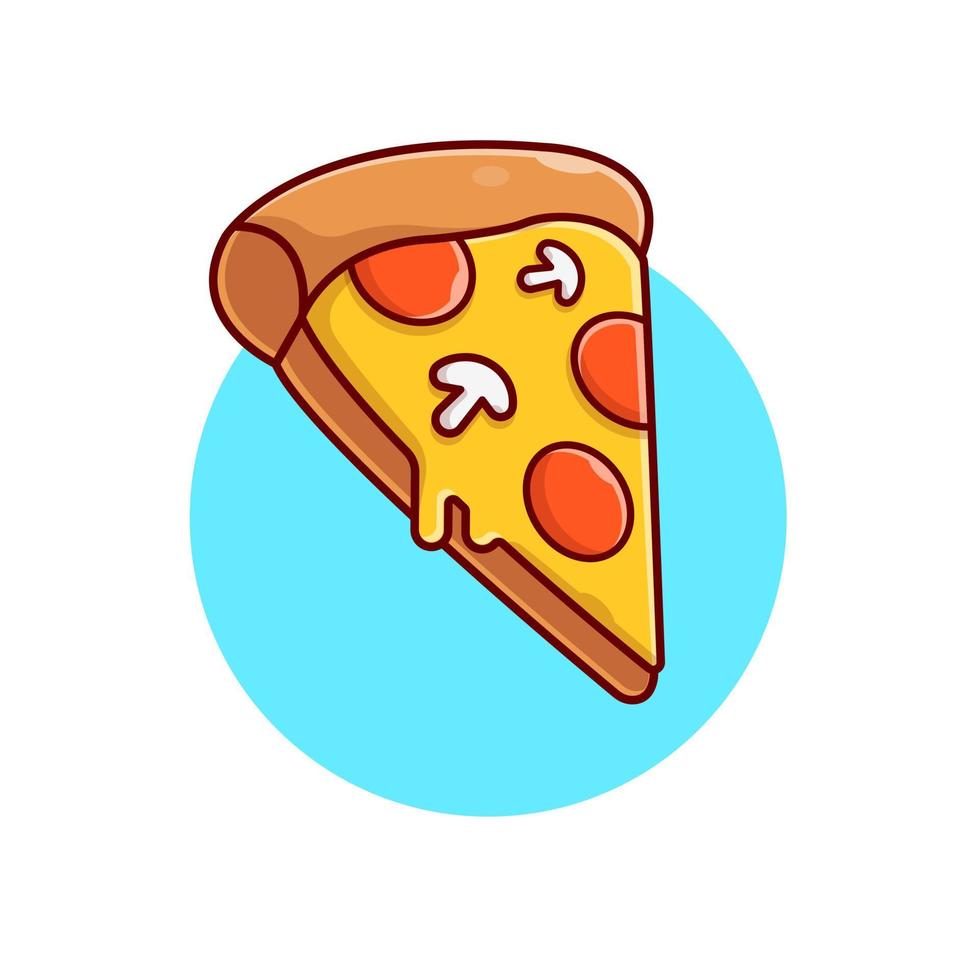 Slice Of Pizza Cartoon Vector Icon Illustration. Food Object Icon Concept Isolated Premium Vector. Flat Cartoon Style