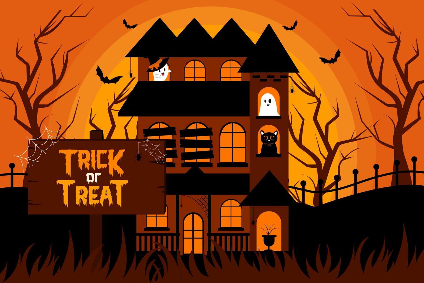 plantilla de diseño gráfico de halloween simple y elegante que es fácil de personalizar vector