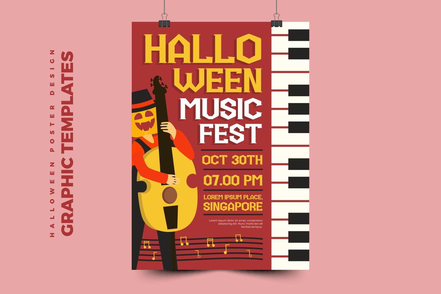 plantilla de diseño gráfico de halloween simple y elegante que es fácil de personalizar vector