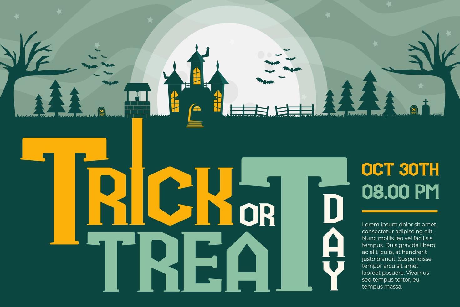 plantilla de diseño gráfico de halloween simple y elegante que es fácil de personalizar vector