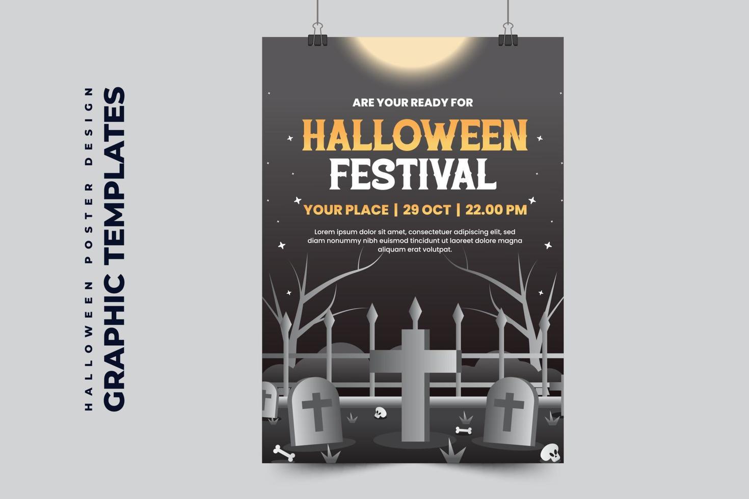 plantilla de diseño gráfico de halloween simple y elegante que es fácil de personalizar vector