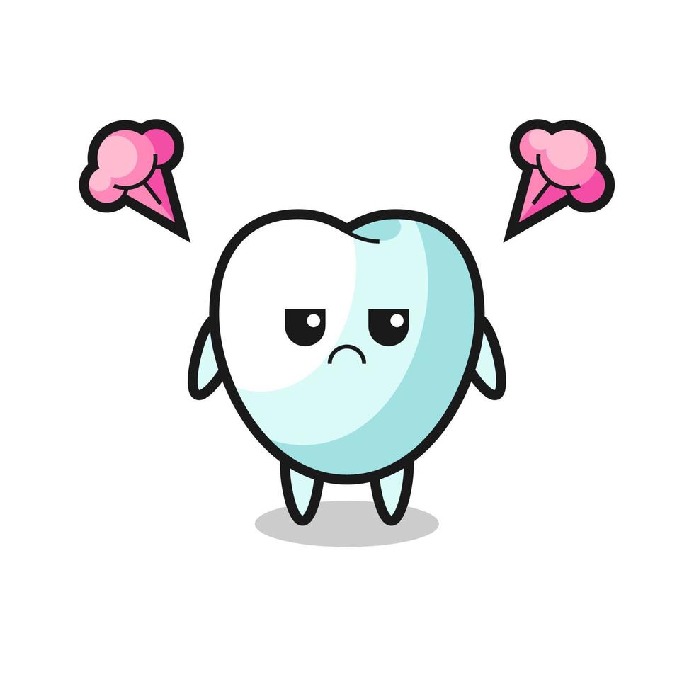 annoyed expression of the cute tooth cartoon character vector