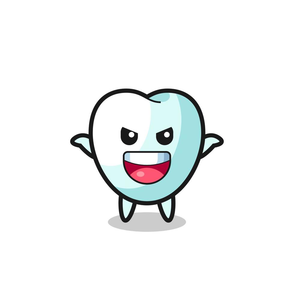 the illustration of cute tooth doing scare gesture vector