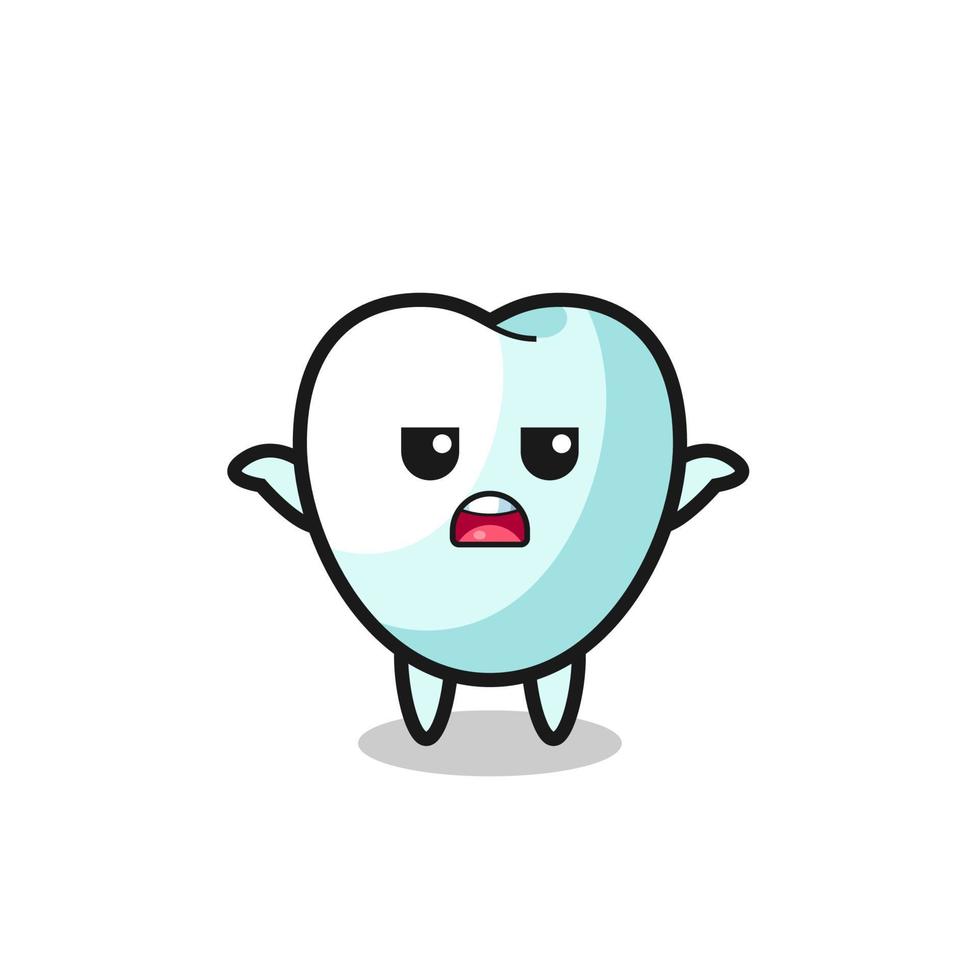 tooth mascot character saying I do not know vector