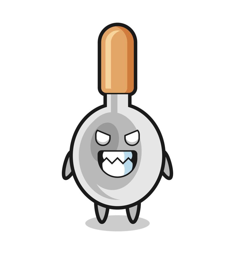 evil expression of the cooking spoon cute mascot character vector