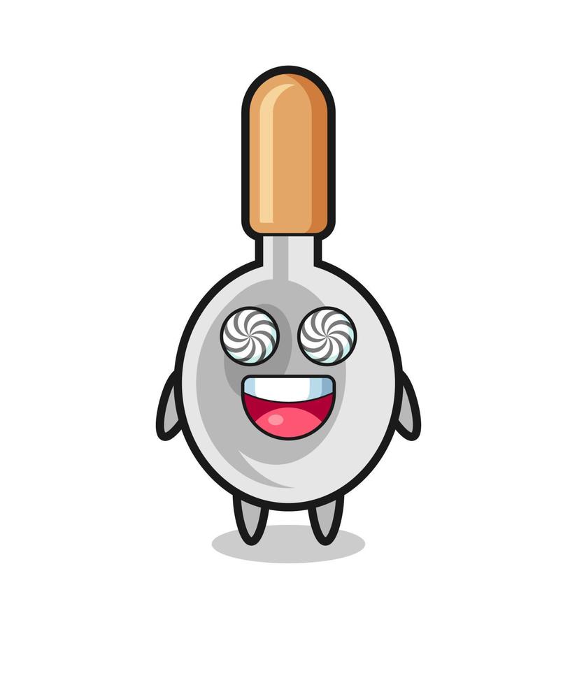 cute cooking spoon character with hypnotized eyes vector