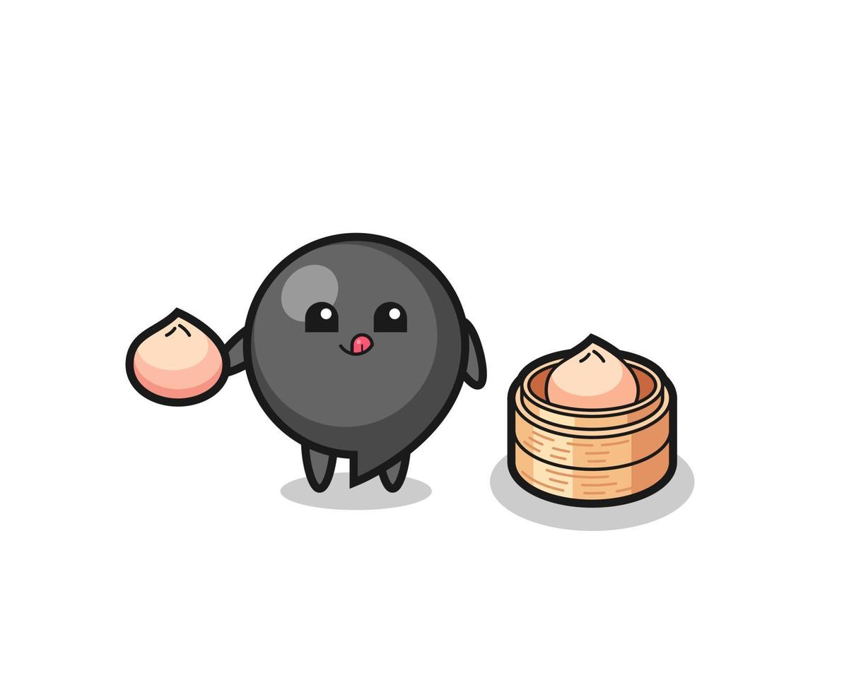 cute comma symbol character eating steamed buns vector
