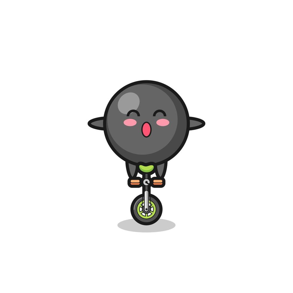 The cute dot symbol character is riding a circus bike vector