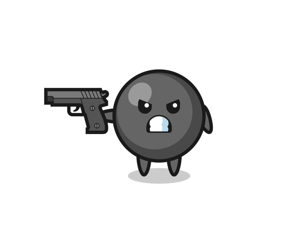 the cute dot symbol character shoot with a gun vector