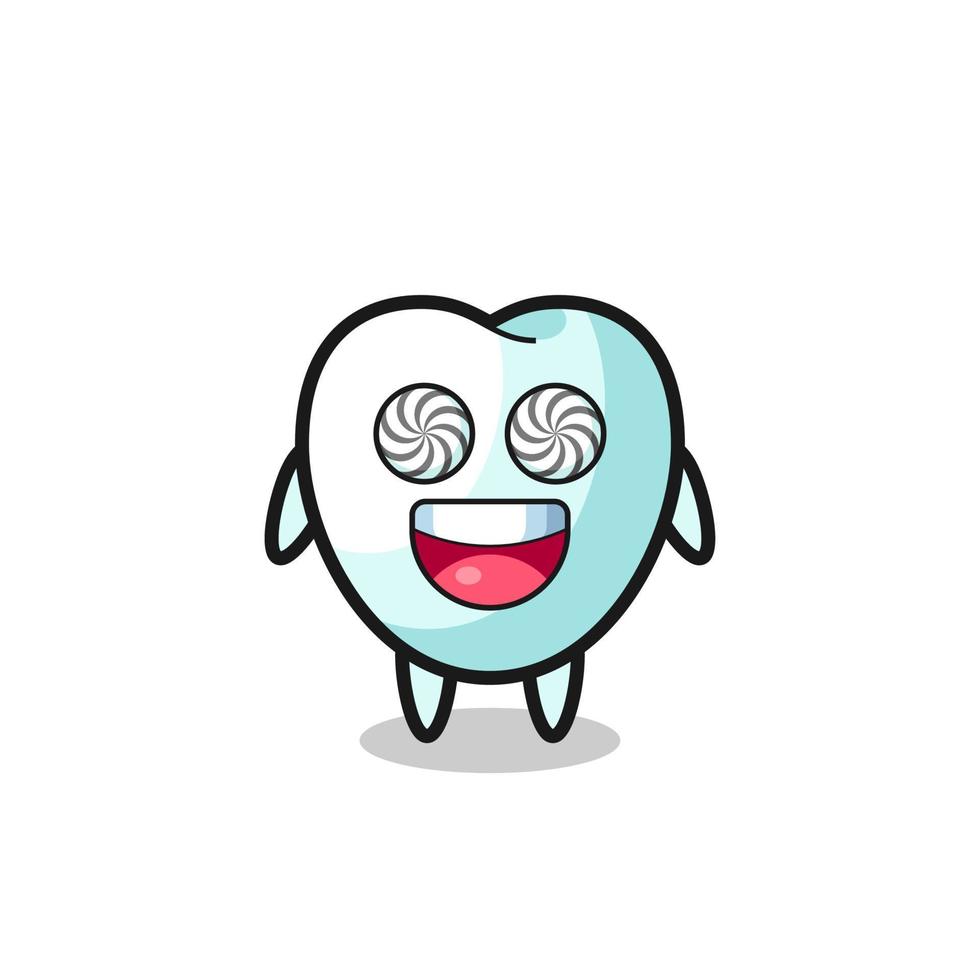 lindo personaje dental con ojos hipnotizados vector