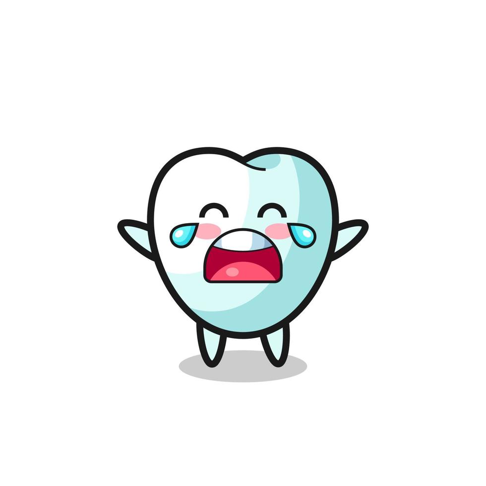 the illustration of crying tooth cute baby vector