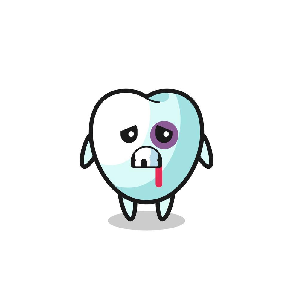 injured tooth character with a bruised face vector