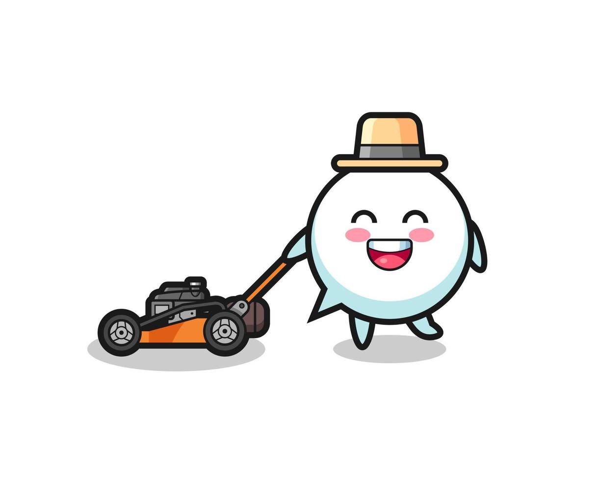 illustration of the speech bubble character using lawn mower vector