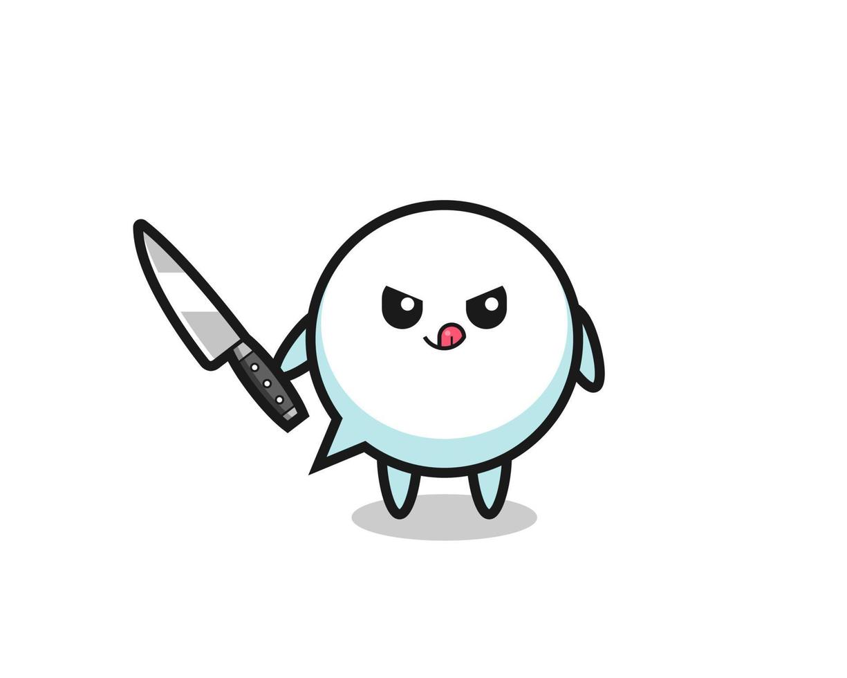 cute speech bubble mascot as a psychopath holding a knife vector