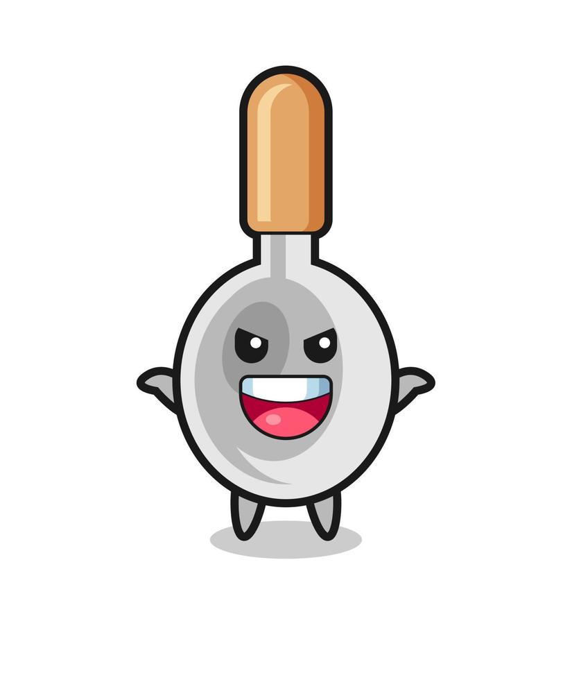 the illustration of cute cooking spoon doing scare gesture vector