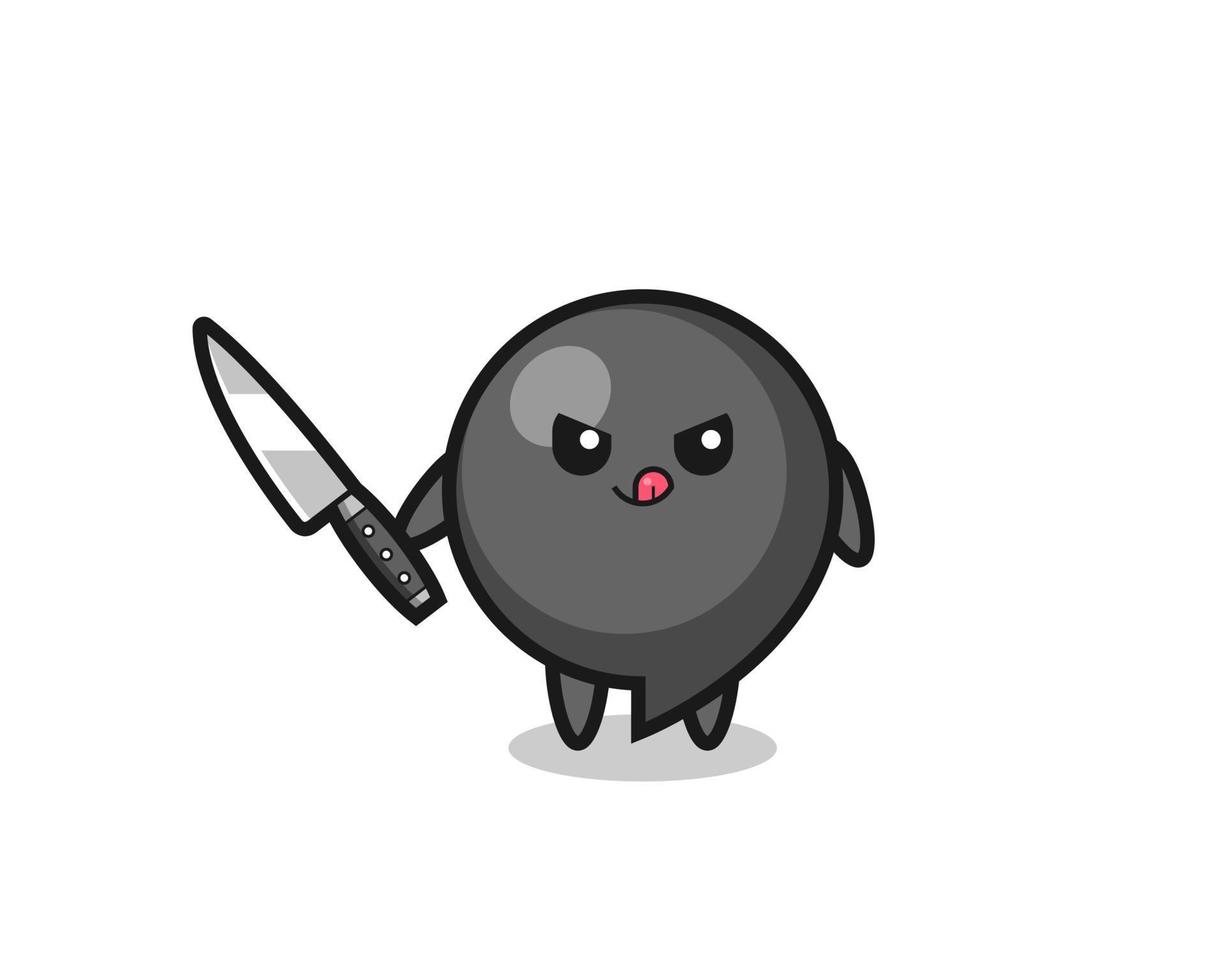 cute comma symbol mascot as a psychopath holding a knife vector