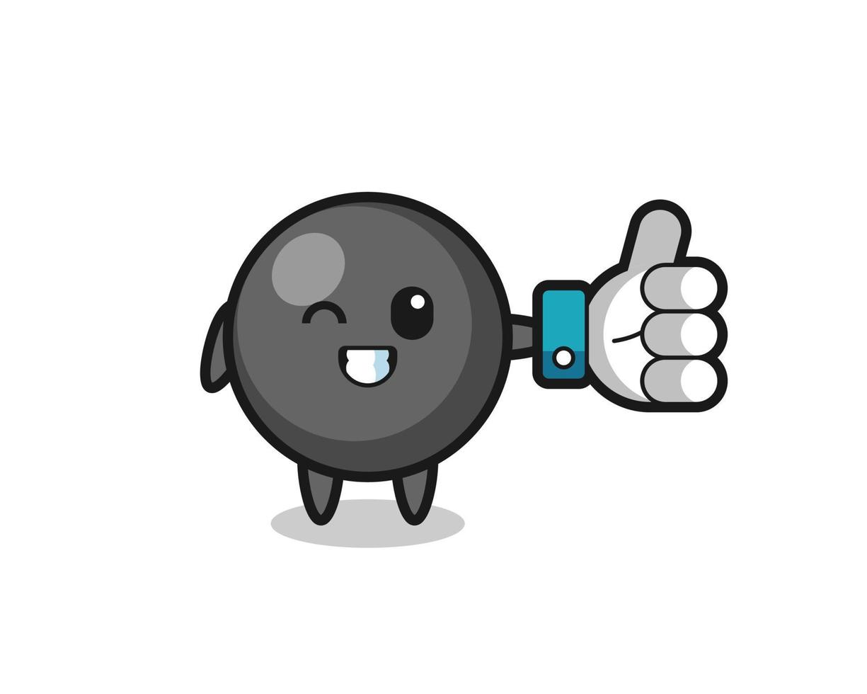 cute dot symbol with social media thumbs up symbol vector