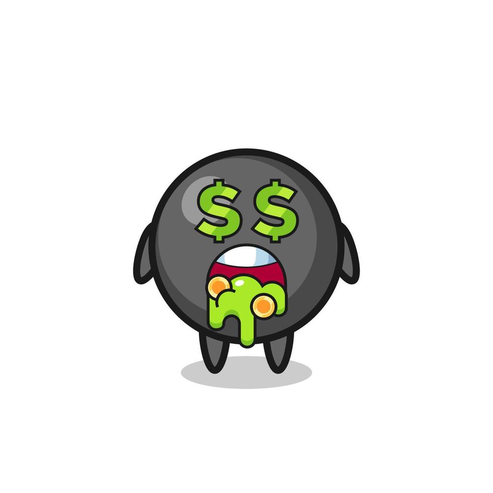 dot symbol character with an expression of crazy about money vector