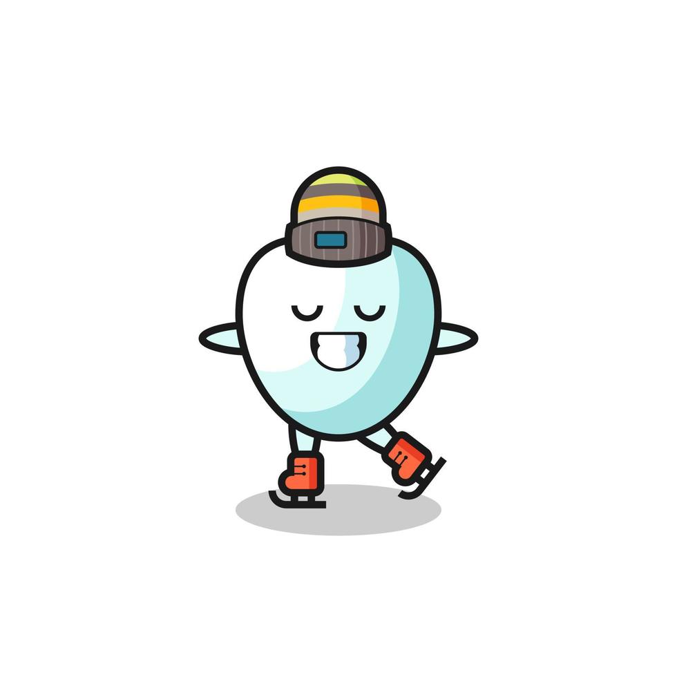 tooth cartoon as an ice skating player doing perform vector