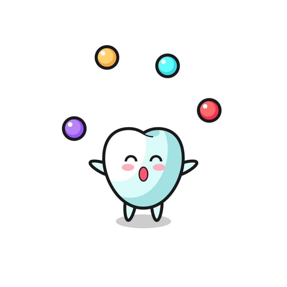 the tooth circus cartoon juggling a ball vector
