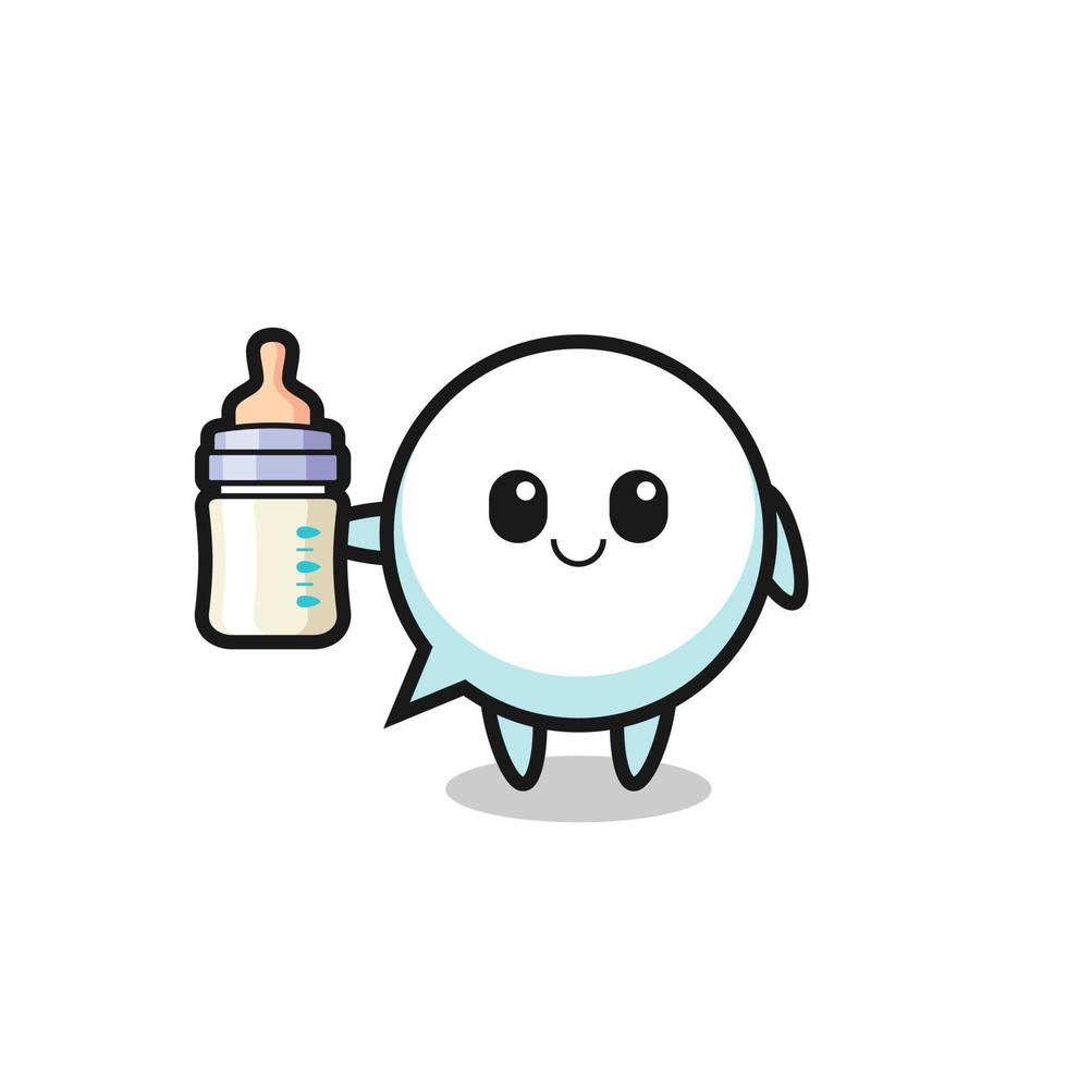 personaje de dibujos animados de burbujas de discurso de bebé con botella de leche vector