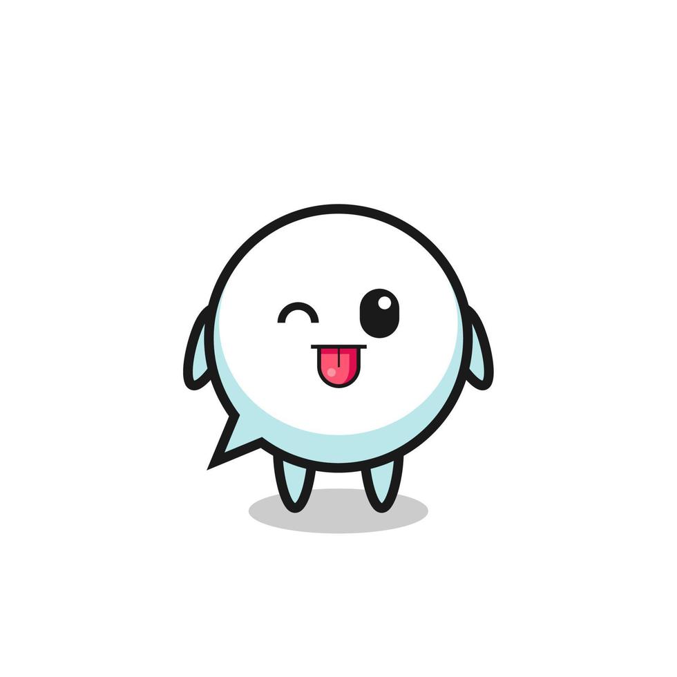 cute speech bubble character in sweet expression while sticking out her tongue vector