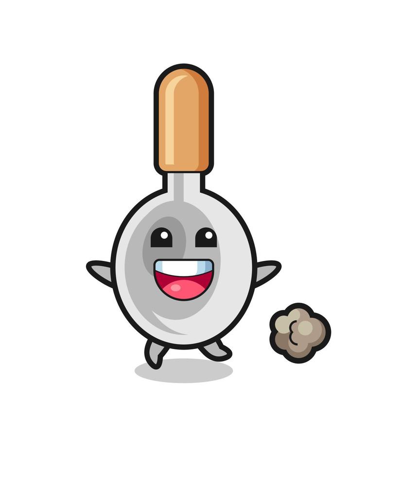 the happy cooking spoon cartoon with running pose vector