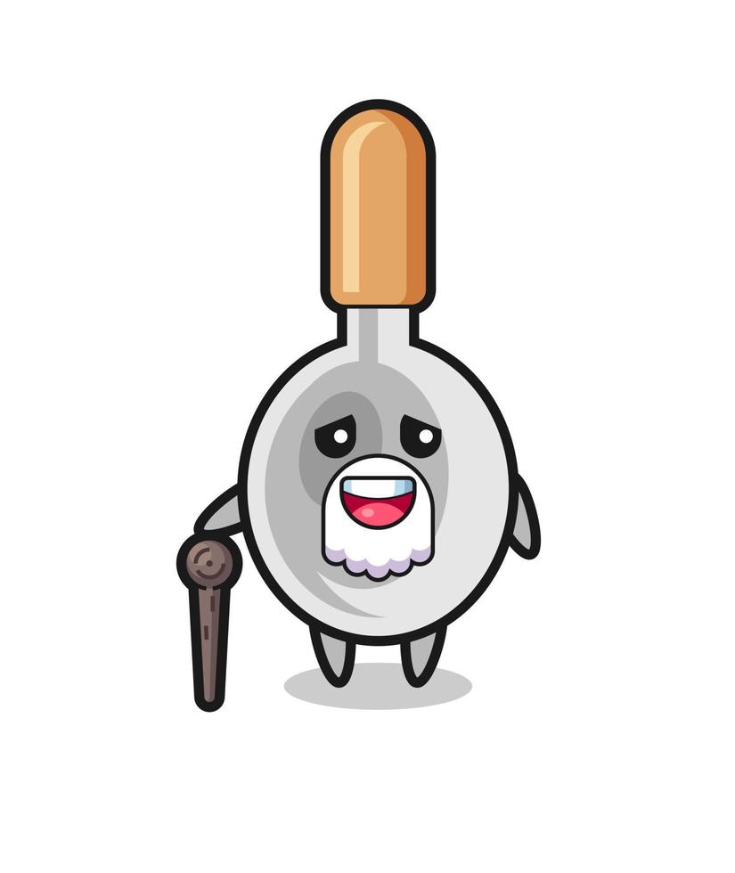 cute cooking spoon grandpa is holding a stick vector