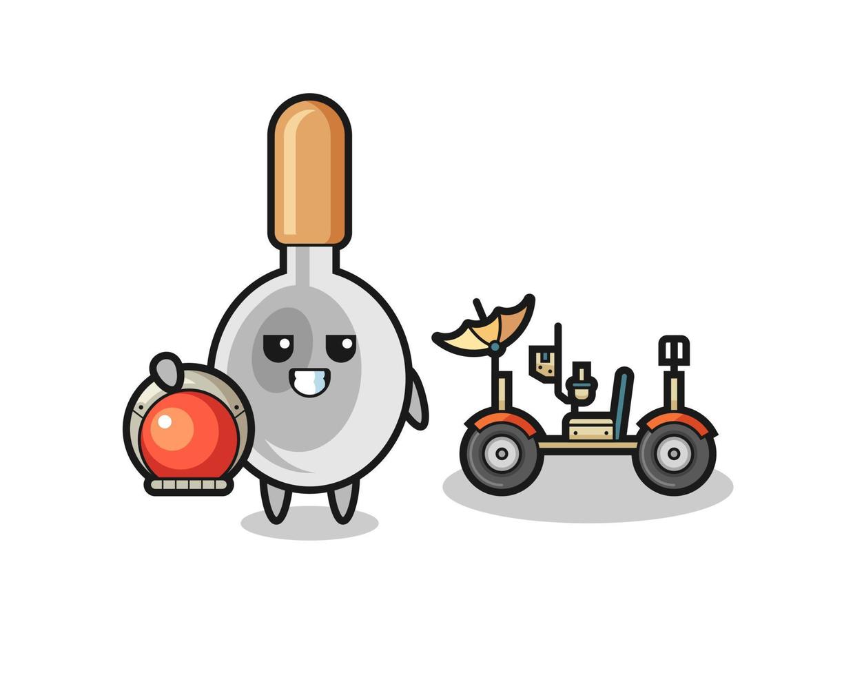 the cute cooking spoon as astronaut with a lunar rover vector