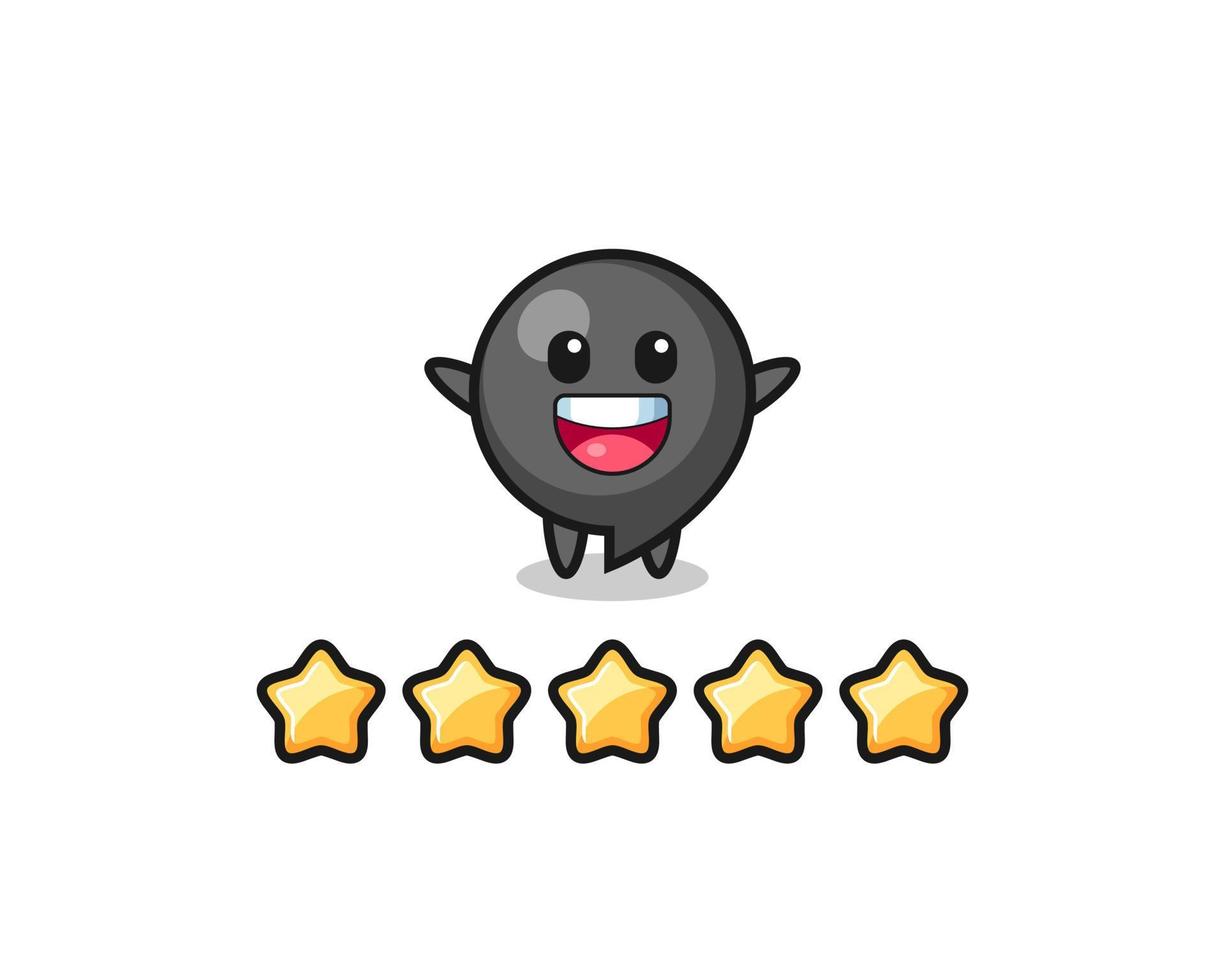 the illustration of customer best rating, comma symbol cute character with 5 stars vector