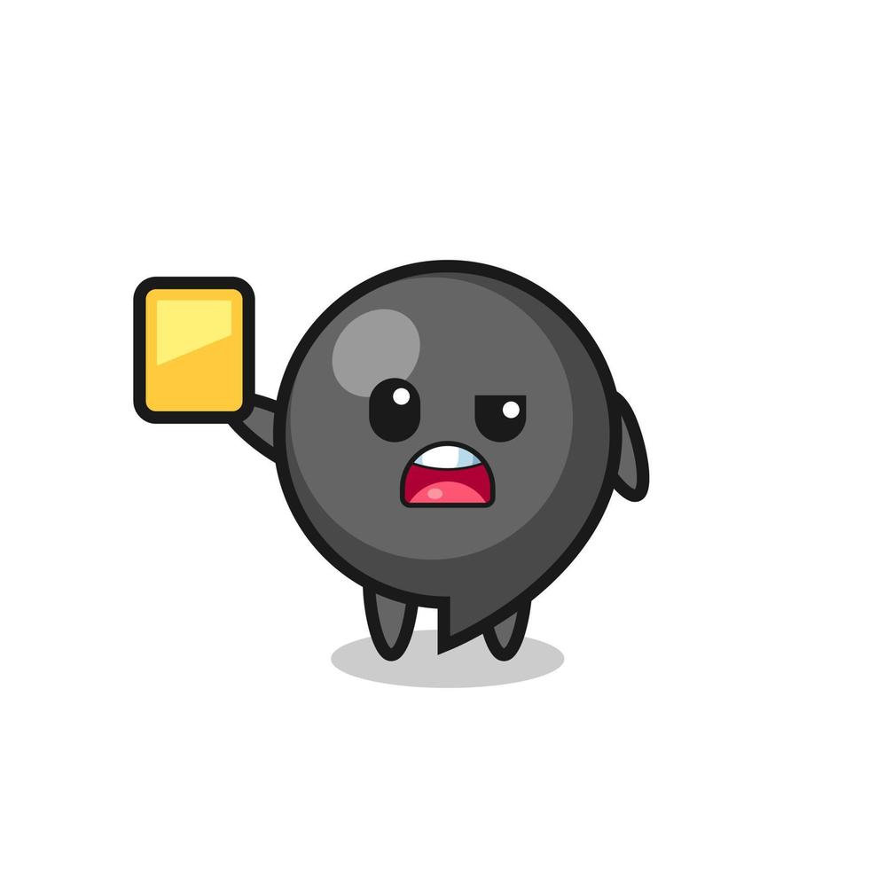 cartoon comma symbol character as a football referee giving a yellow card vector