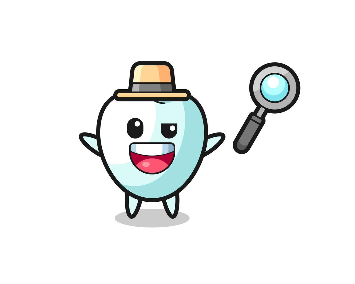 illustration of the tooth mascot as a detective who manages to solve a case vector