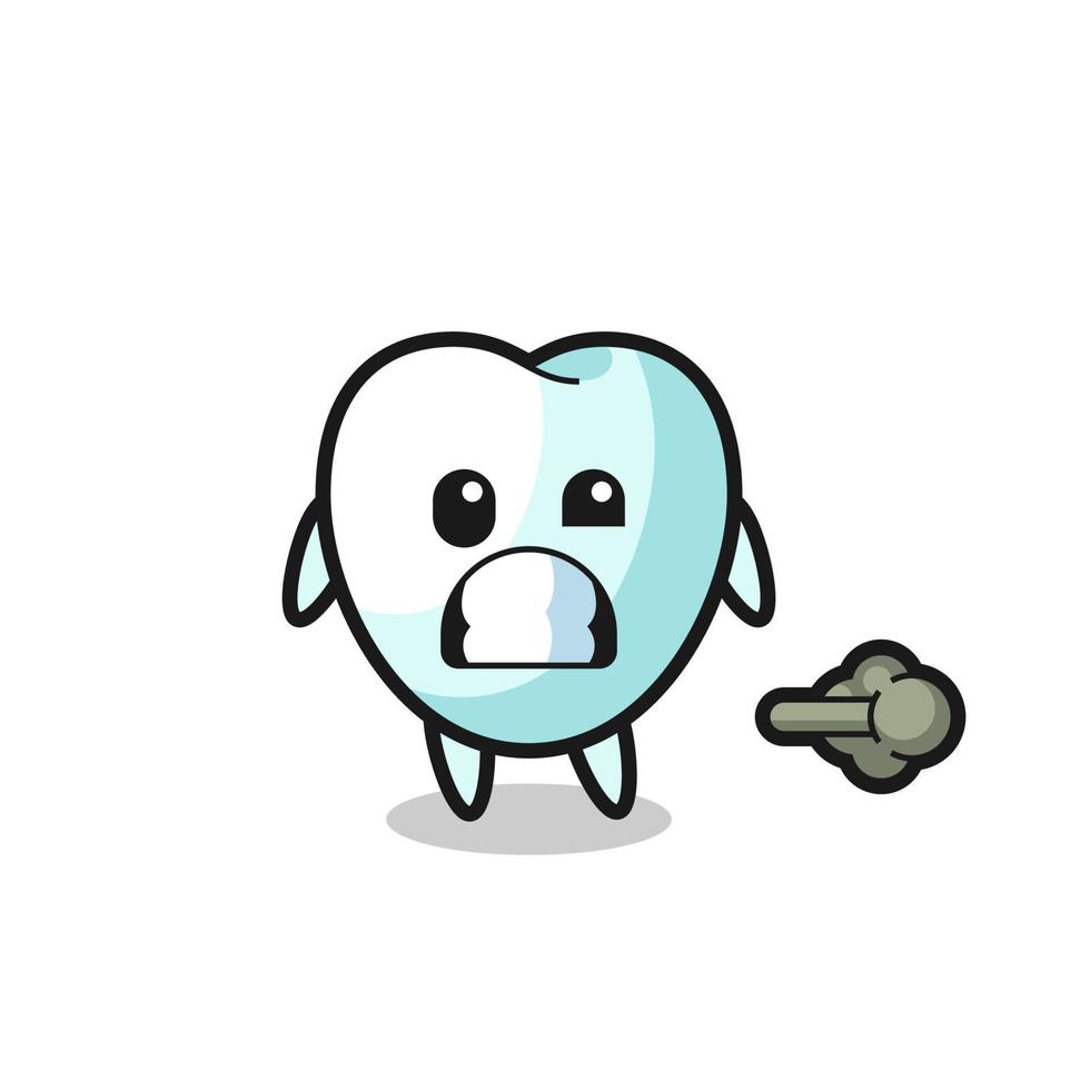 the illustration of the tooth cartoon doing fart vector