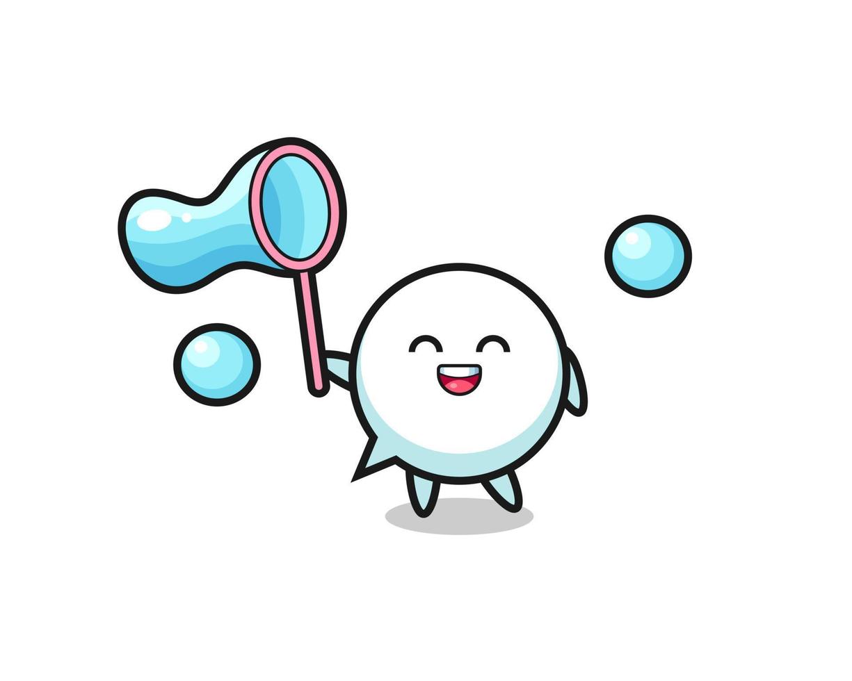 happy speech bubble cartoon playing soap bubble vector