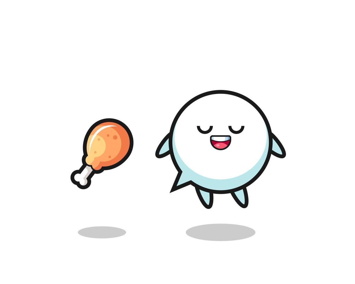 cute speech bubble floating and tempted because of fried chicken vector