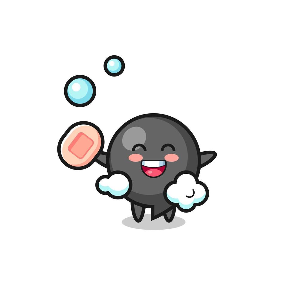 comma symbol character is bathing while holding soap vector