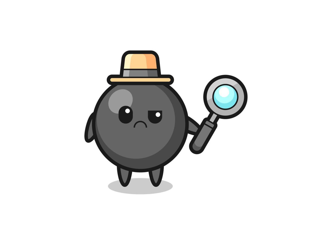 the mascot of cute dot symbol as a detective vector