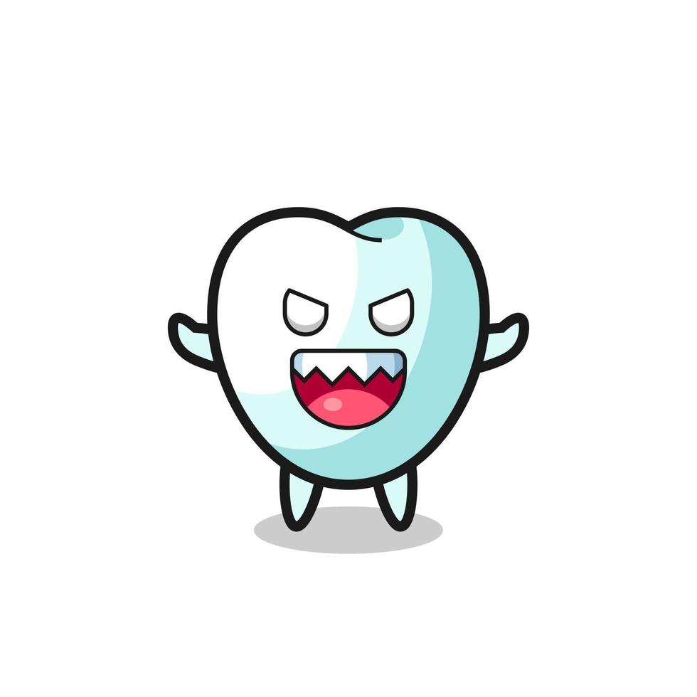 illustration of evil tooth mascot character vector
