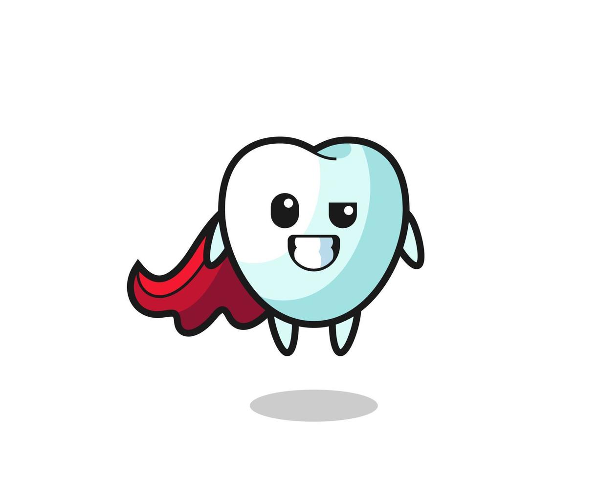 the cute tooth character as a flying superhero vector