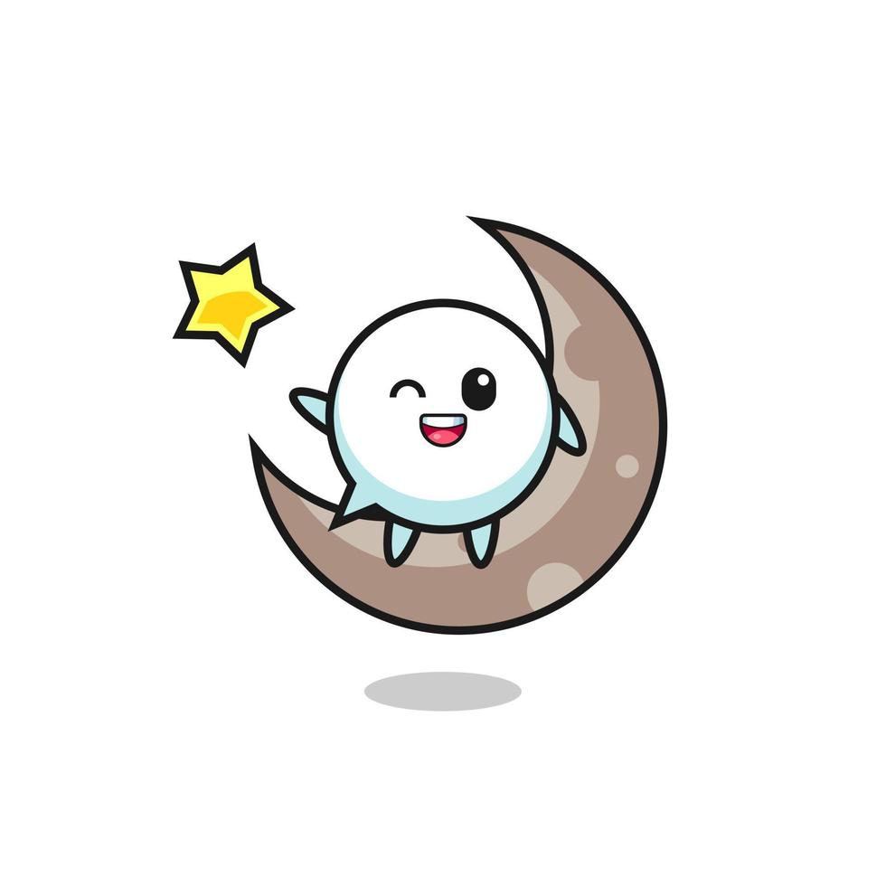 illustration of speech bubble cartoon sitting on the half moon vector