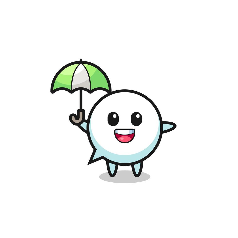 cute speech bubble illustration holding an umbrella vector