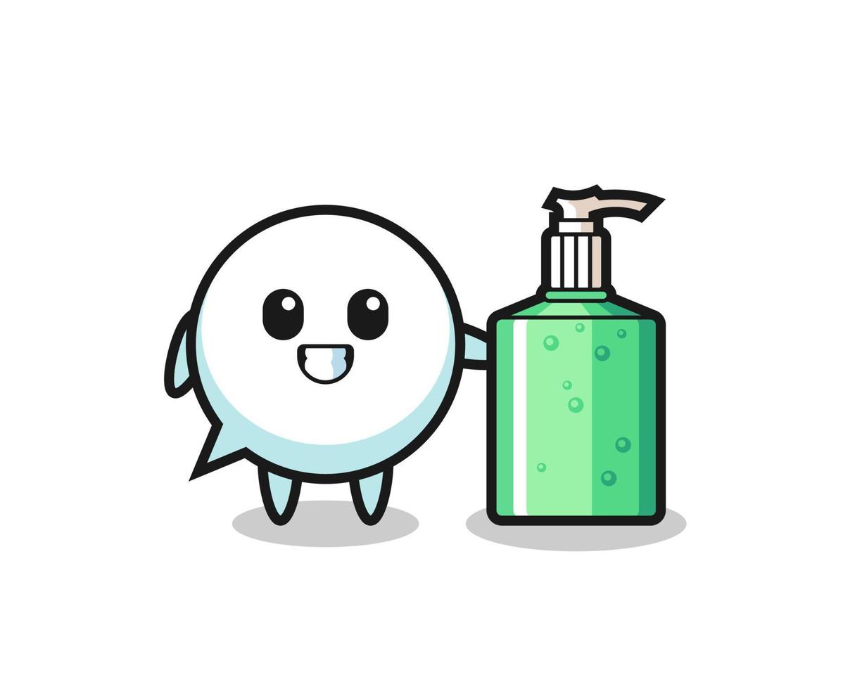 cute speech bubble cartoon with hand sanitizer vector