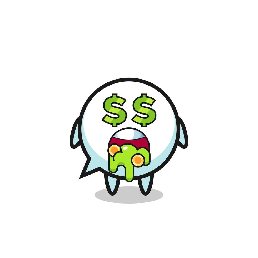 speech bubble character with an expression of crazy about money vector