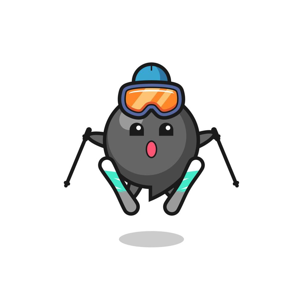 comma symbol mascot character as a ski player vector