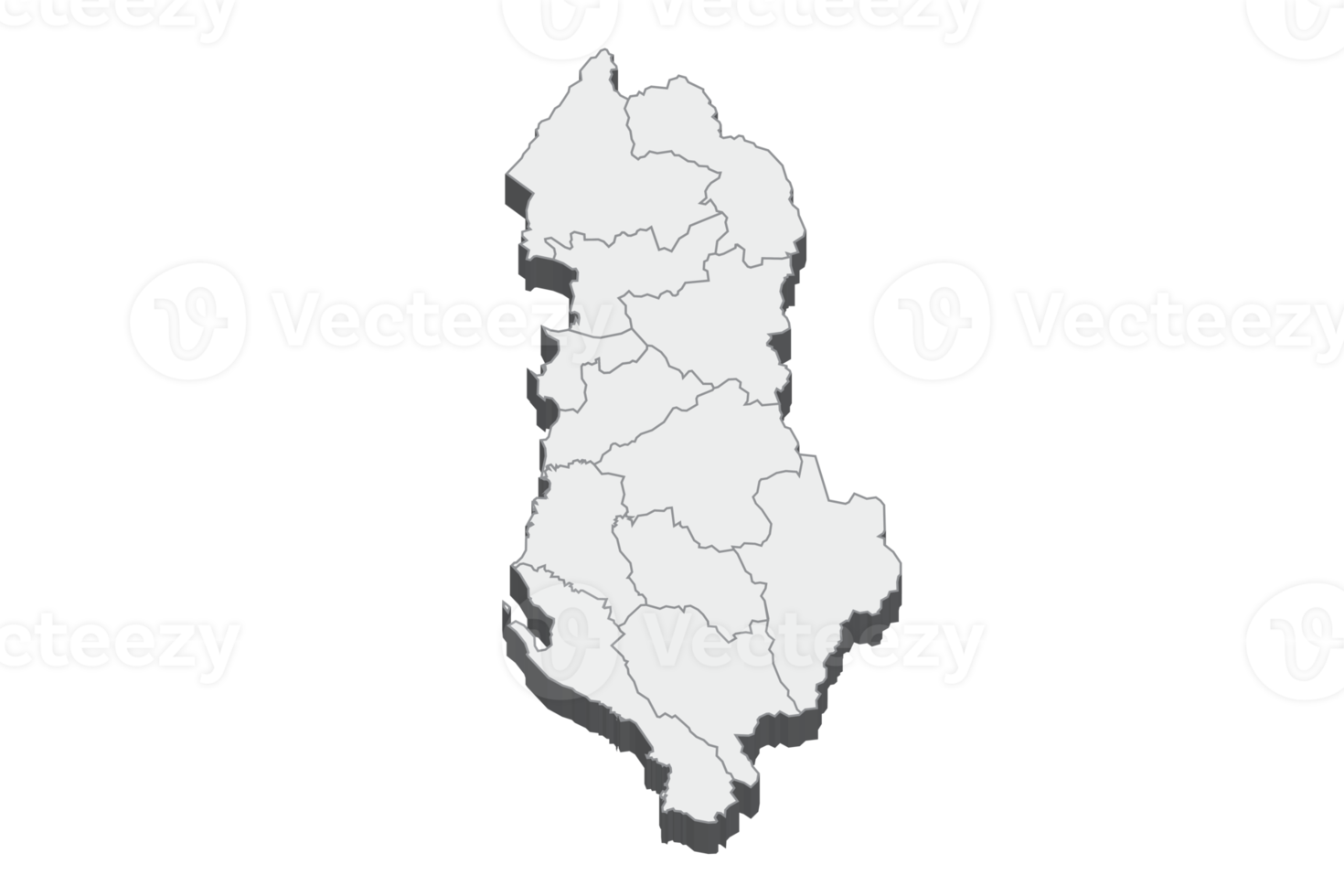 Ilustración de mapa 3d de albania png