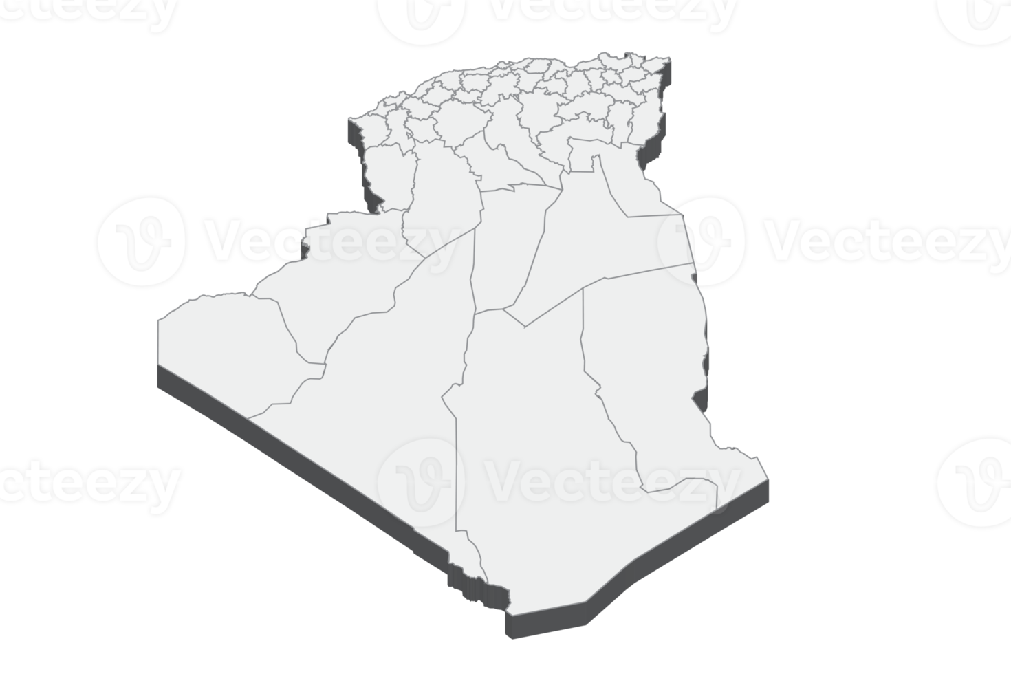 3D map illustration of Algeria png