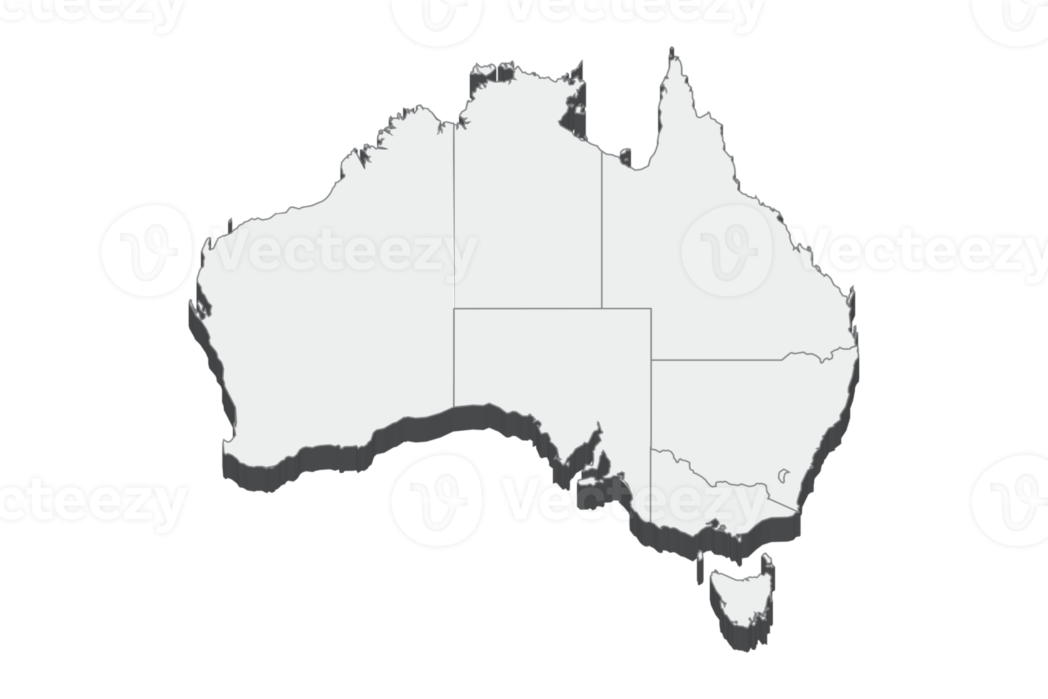 3D map illustration of Australia png