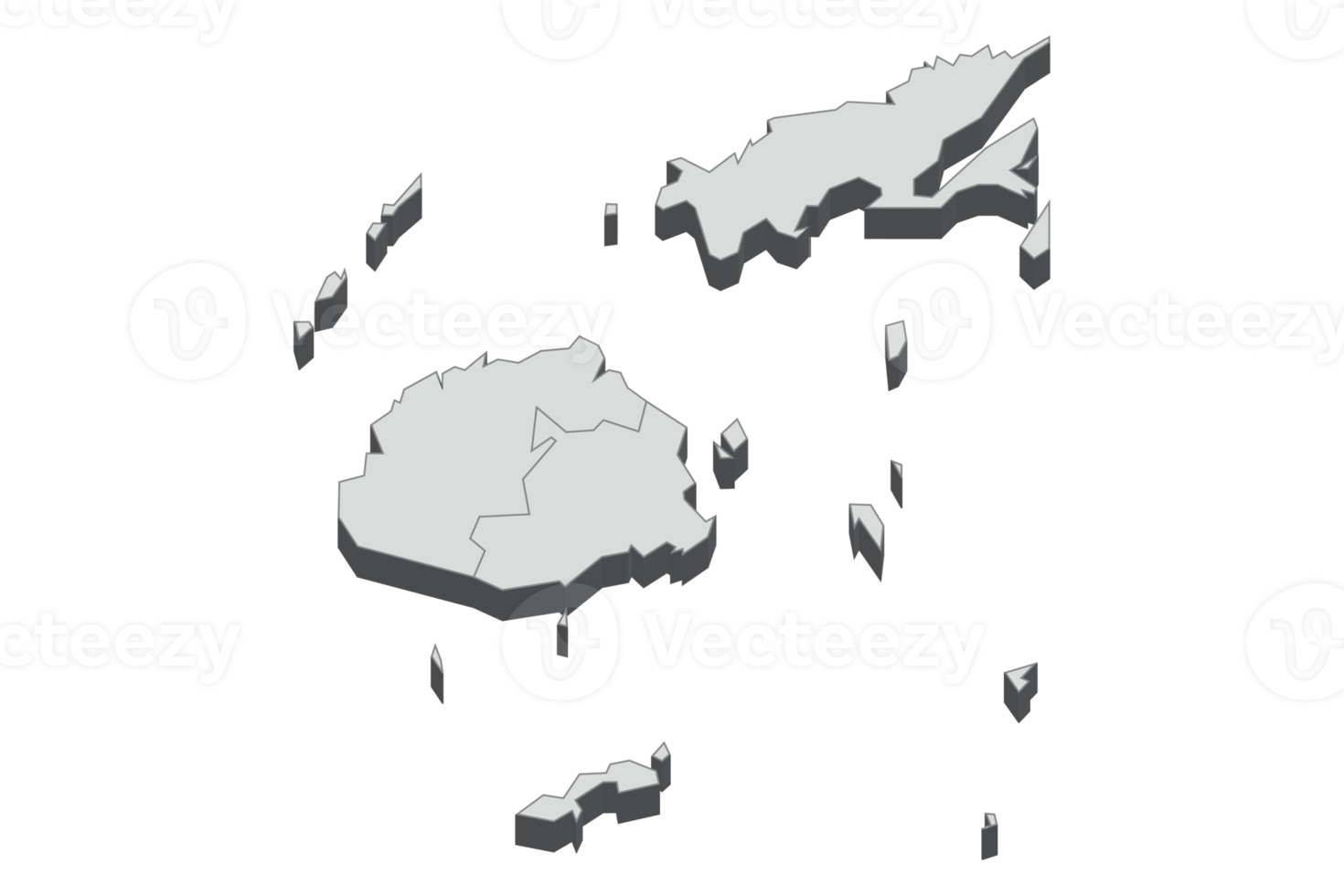 Ilustración de mapa 3d de fiji oeste png